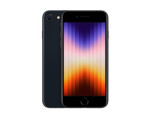 Apple iPhone SE 2022 SE3 fekete mobiltelefon előlapja és hátlapja