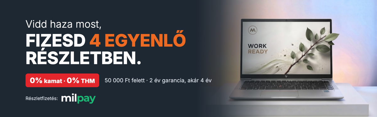 Részletfizetés a milpay-jel: fizesd 4 egyenlő részletben, 0% kamat, 0% THM