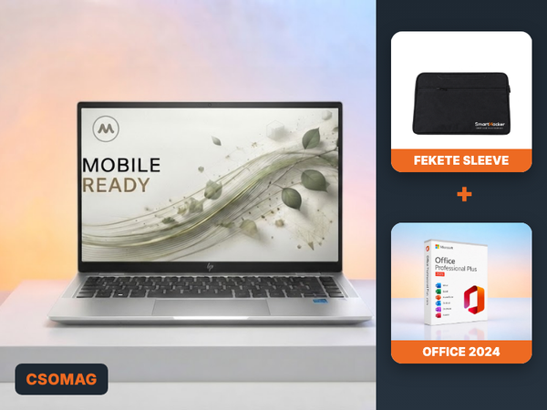 Csomag: laptop, fekete sleeve és Office 2024