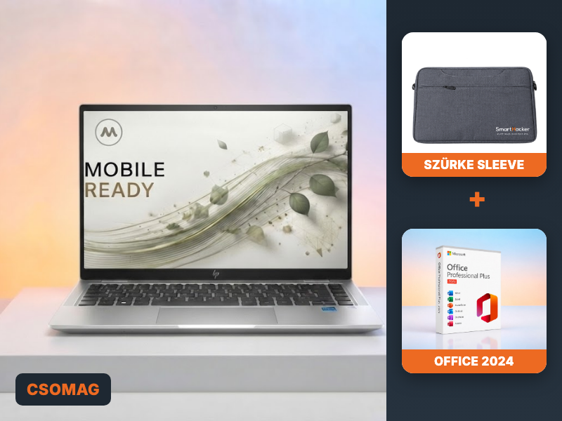 Csomag: laptop, szürke sleeve és Office 2024